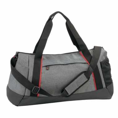 Grijs/zwart/rode weekendtas/weekendtas 52 cm