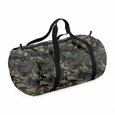 Weekendtassen camouflage groen rond 32 liter