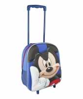 Blauwe 3d mickey mouse koffer voor jongens 31 cm